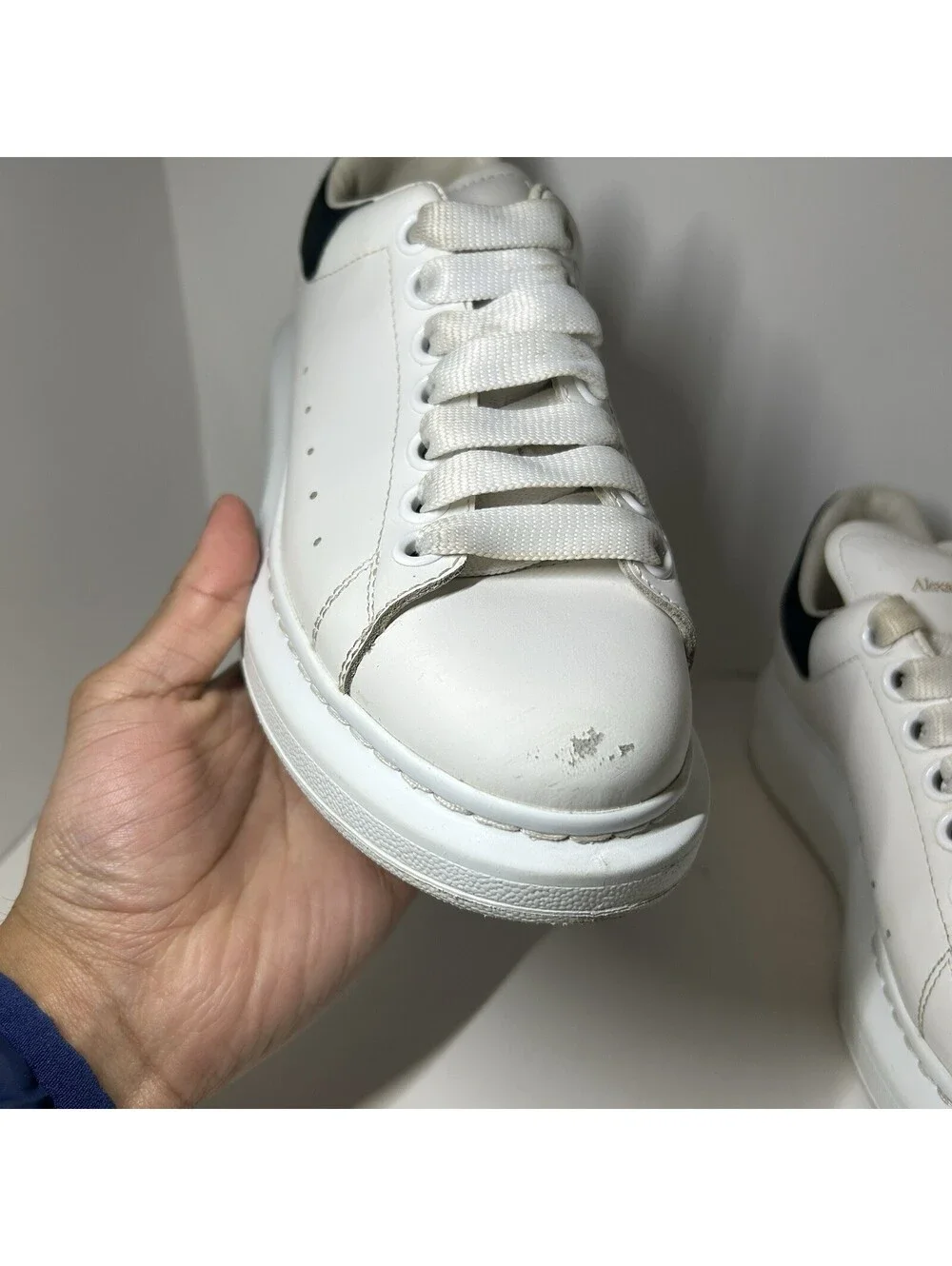 Alexander McQueen Oversized Sneaker White Leather Black Heel - Size 36 (6US)